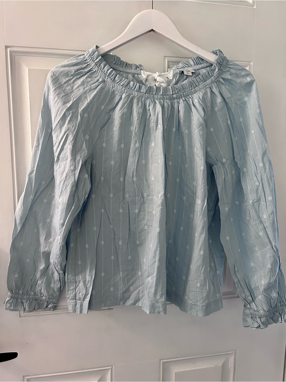 J. Crew Powder Blue Off-Shoulder Peasant Blouse